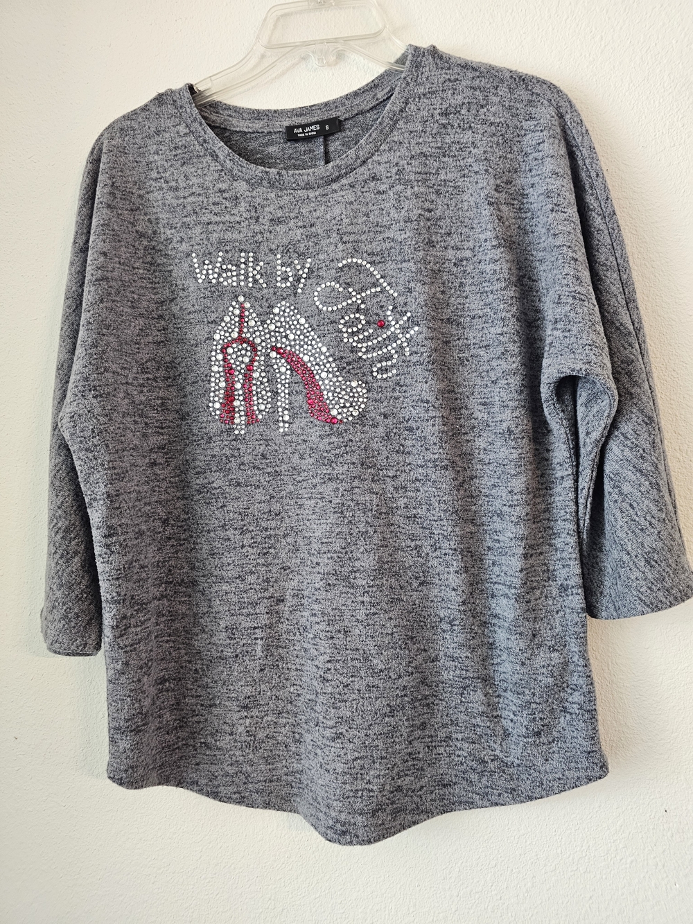 Ala Jane Gray Embellished Walk By Sweater